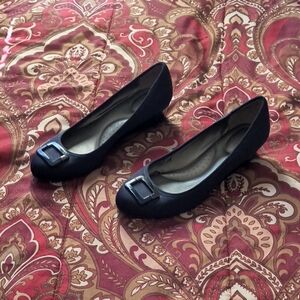 Bandolino Black Flats with Silver Buckle